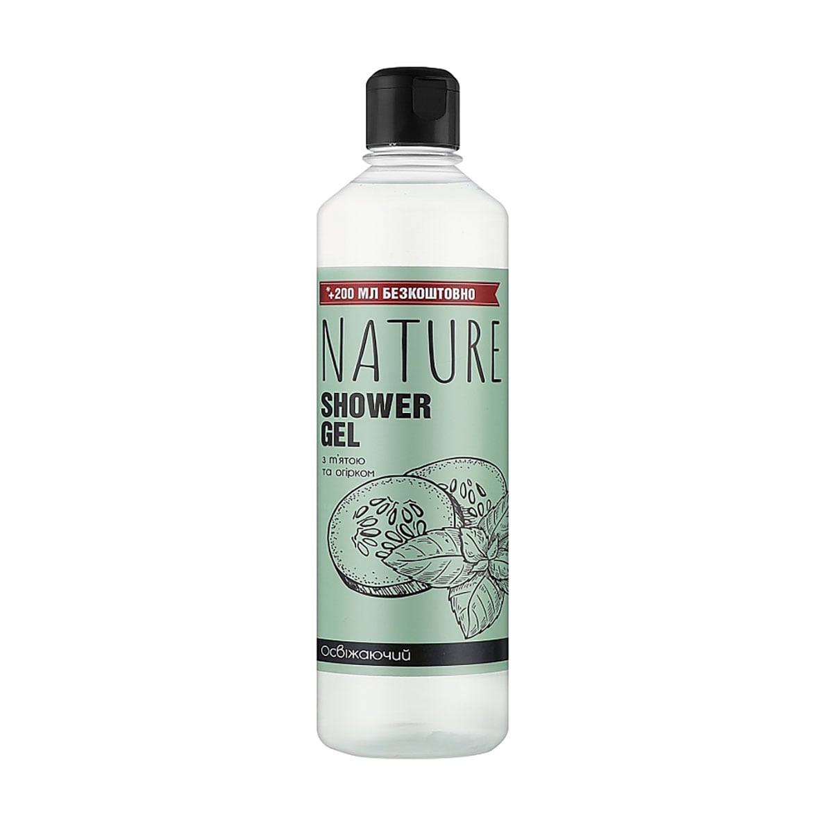 Гель для душу Bioton Cosmetics Nature Shower Gel Освіжальний, з м'ятою та огірком, 500 мл