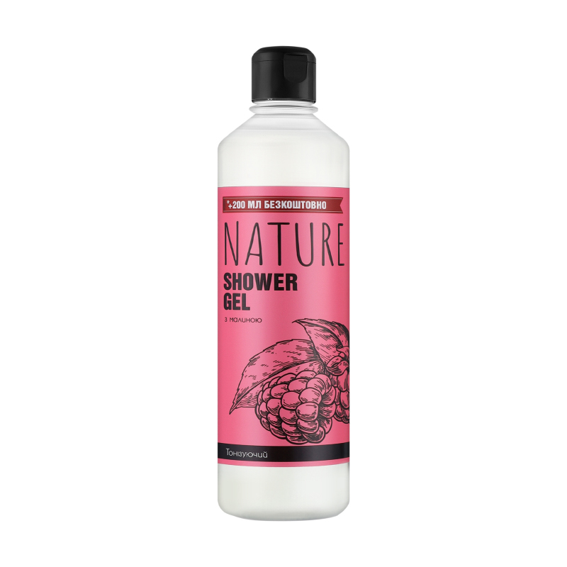 Гель для душу Bioton Cosmetics Nature Shower Gel Тонізувальний, з малиною, 500 мл